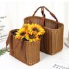 Japanese Hand Woven Picnic Basket Imitation Rattan Large Shopping Baskets Fruit Vegetable Storage Basket With Handle
