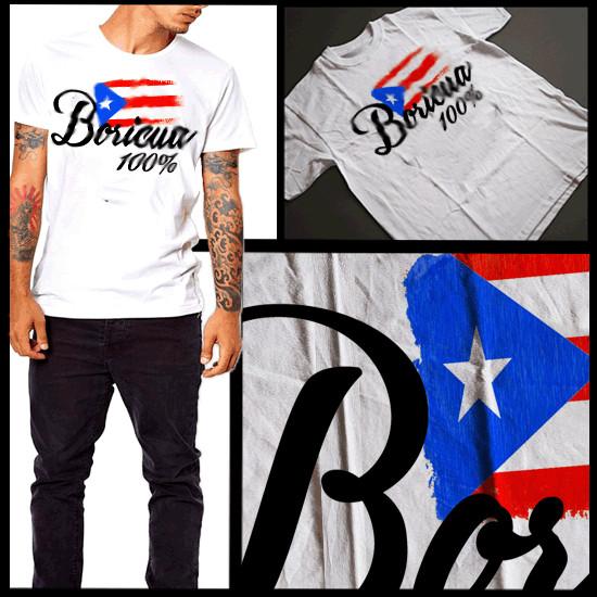 Puerto Rico Flag  Boricua 100% Taino Puerto Rican Pride Clear Print Tee Unisex T-Shirt S