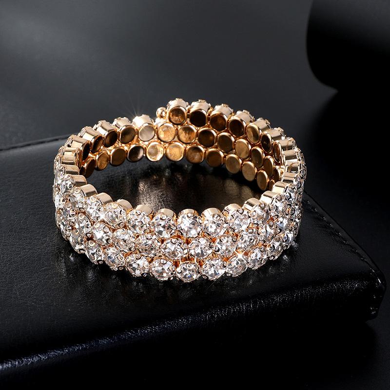 Bridal Bracelet AB Rhinestone Wrapped Full Diamond Open Bracelet Crystal Bracelet Accessories