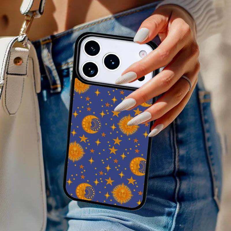 Vintage Moon and Sun Stars Phone Case For iPhone 17 Air 14 15 13 12 Max Cover For Apple 16e 11 Pro Max Plus Coque