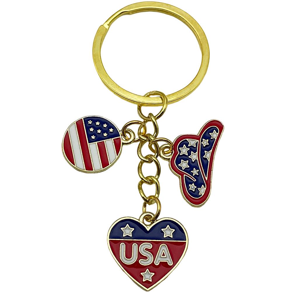 Independence Day Flag Heart & Star Earrings Keychain Pendant