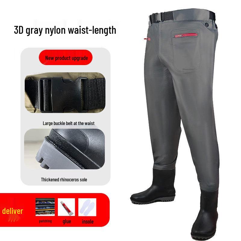 New Waist-High Nylon Waders: Thickened Half-Body Pants for Rice Planting, Fishing, and Rain.