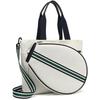 Canvas Striped Tennis Tote: Fashionable Ladies' Crossbody Handbag & Beach Sports Bag
