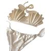 Meerjungfrauen-Prinzessin Perlen-Bikini: Geraffter weißer Badeanzug für Damen