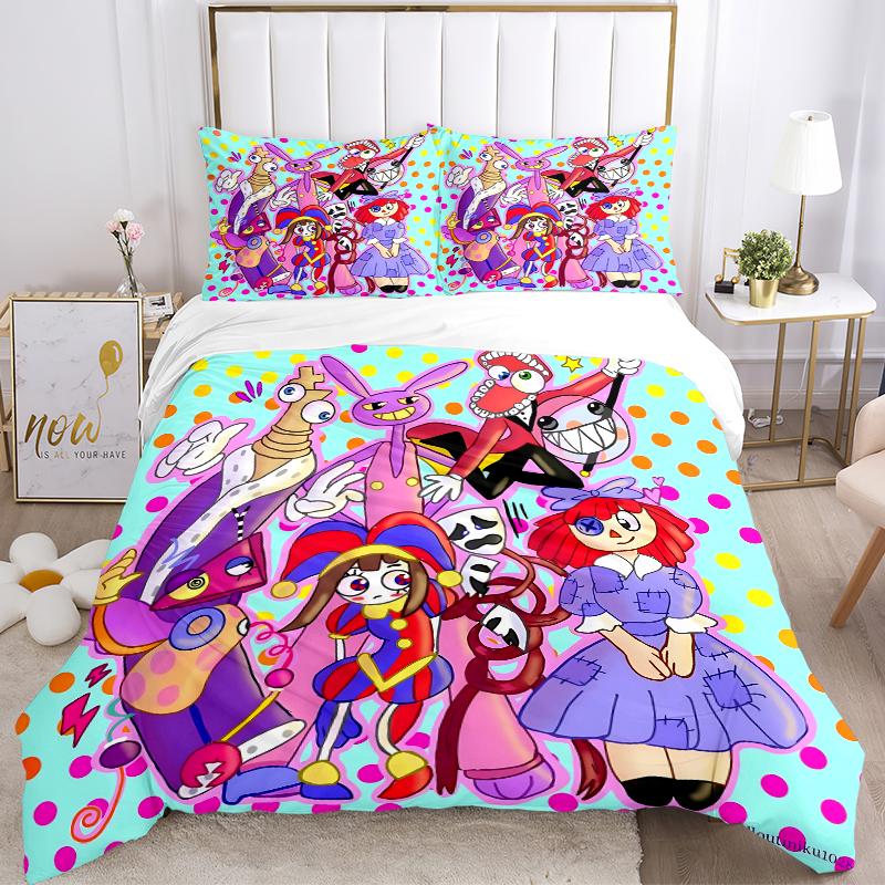 3Pcs Colorful Circus Characters Bedding Sets For All Sizes New 3D Printed Bed Cover Comforter Duvet Cover Pillowcase Bedroom Decoration