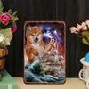 Vintage Metal Wall Art Japanese Shiba Inu Dog & Storm Ship Scene