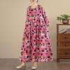 New Vintage Floral Maxi Dress Women Plus Size Oversize Long Sleeve Loose Basic Spring Long Dress