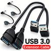 26cm USB 3.0 Male To Female Extension Cable Right/Left/Up/Down 90 Degree Elbow Extension Data Cord USB Adapter Cables for Laptop
