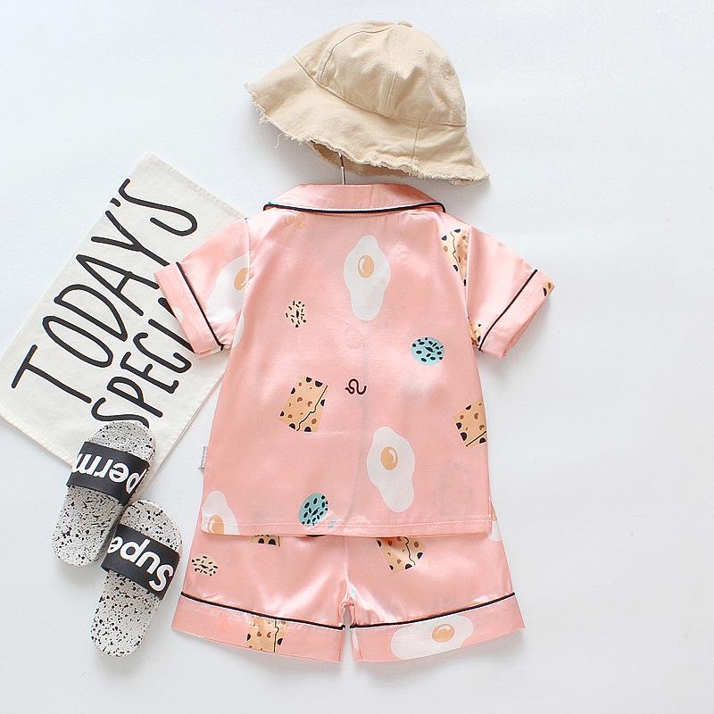 BB58 Mufurui Summer Kids' Silk Bear Cartoon Pajama Short Sleeve Two-Piece Set