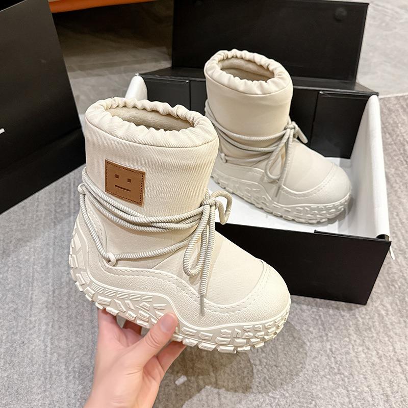 New chubby cute smiley snow boots thick-soled waterproof and non-slip padded snow boots for women