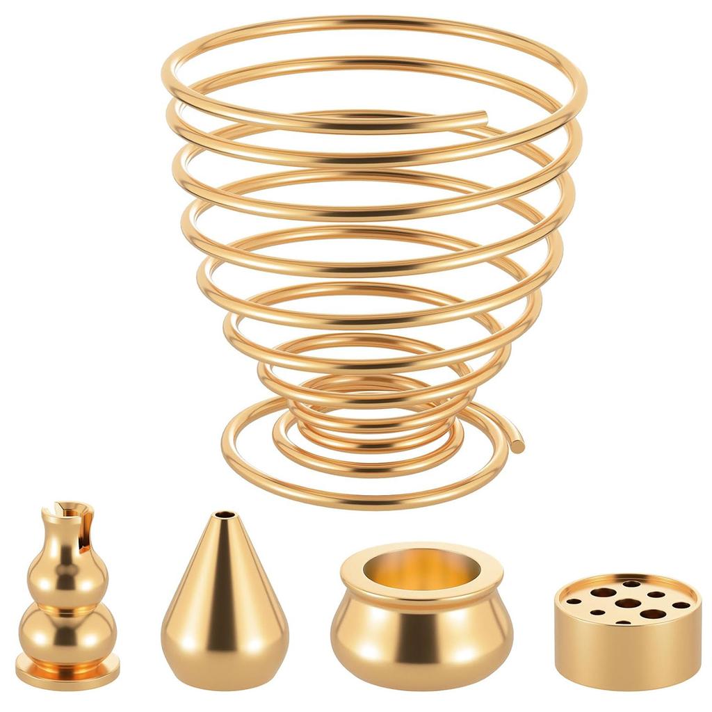 5 in 1 Brass Incense Holder 5 Styles Incense Cone Incense Sticks Coil Incense Holder Incense Burner for Yoga Home Fragrance