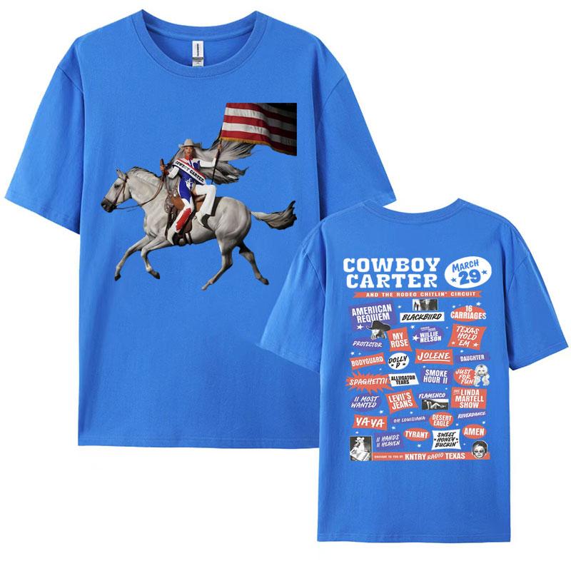 Beyonce Cowboy Carter New Album Tshirts WomenMen Vintage Cotton Short Sleeve T Shirt Fashion Clothing Streetwear Girls Tshirt