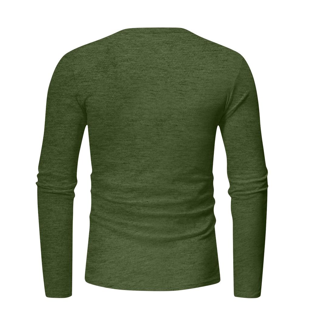 Men's Solid Color Distressed Button Collar Long Sleeve Tops Men's Casual Fashion Tops