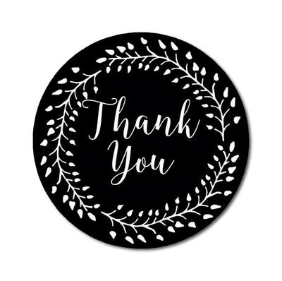 Darling Souvenir Round 1.6 Inches Black Vines Border Thank You Stickers Non Customized Gift-45