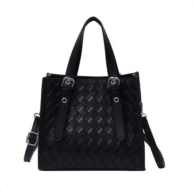 Textured Woven Pattern Solid Color Retro 2025 New Casual Simple Commuter Shoulder Crossbody Portable Small Square Bag Woman