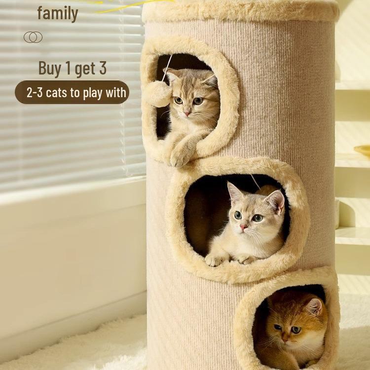 Cozy Double-Layer Cat Bed with Sisal, Warm & Safe for All Seasons