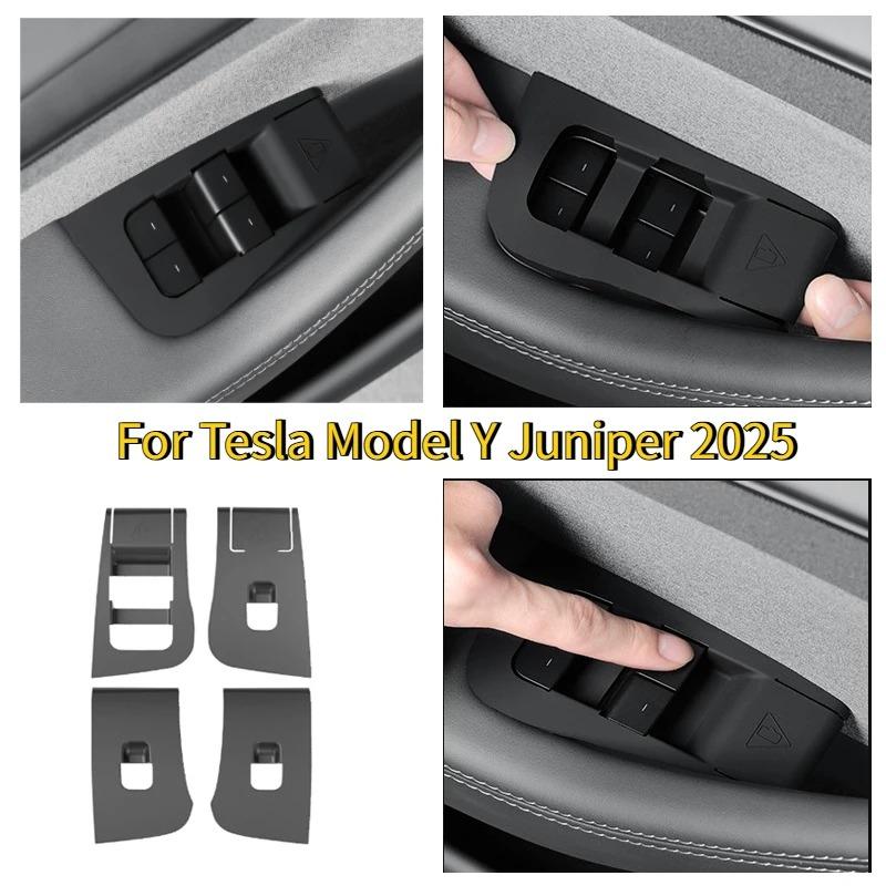 For Tesla Model Y Juniper 2025 Window Lifter Switch Buttons Silicone Door Open Handle Panel Protector Cover Stick Accessories