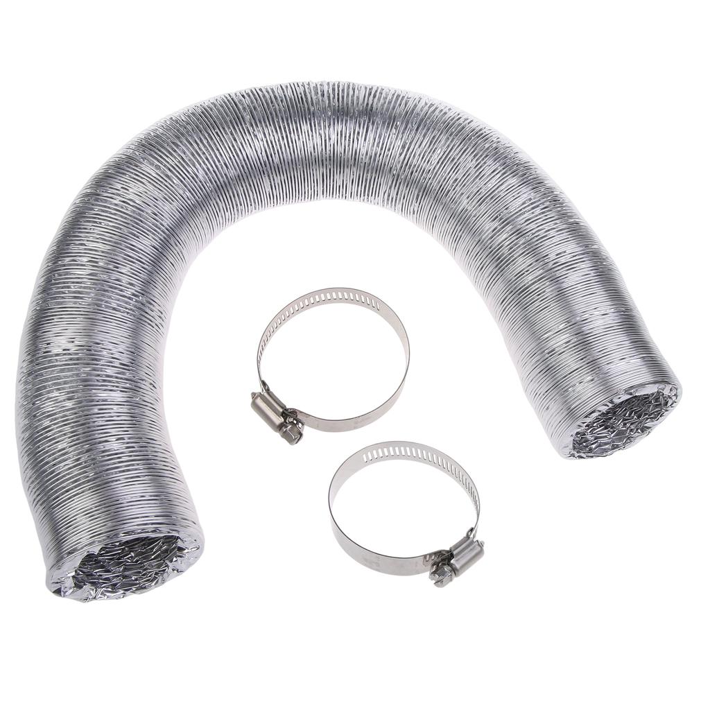 Flexible Dryer Vent Hose Aluminum Air Ducting Smoke Pipe with 2Screw Clamps 250MMWG Working Pressure 1.5m/3m/6m Optional