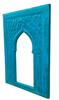 Hand-Painted Blue Mehrab Jharokha Window Frame: Antique Finish Home Decor