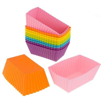 6Pcs Cake Mold Silicone Rectangle Cake Mould Soft Muffin Cupcake Liner Bake