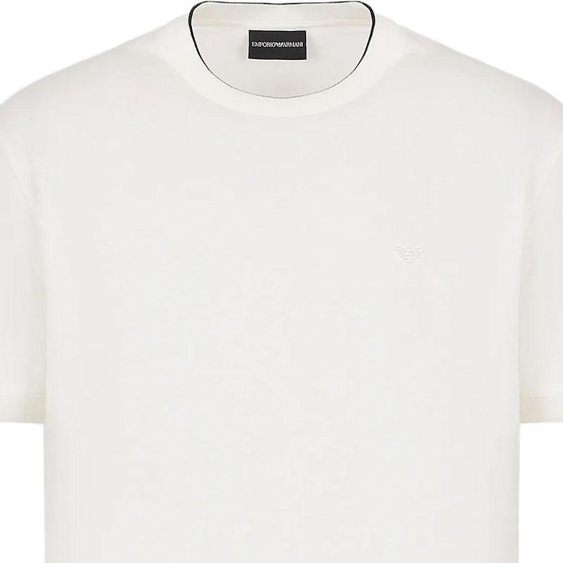 Emporio Armani FW23 Solid Logo Straight Cut Crew Neck Short Sleeve T-Shirt Men tops White 6R1T871J-UVZ1-01L5