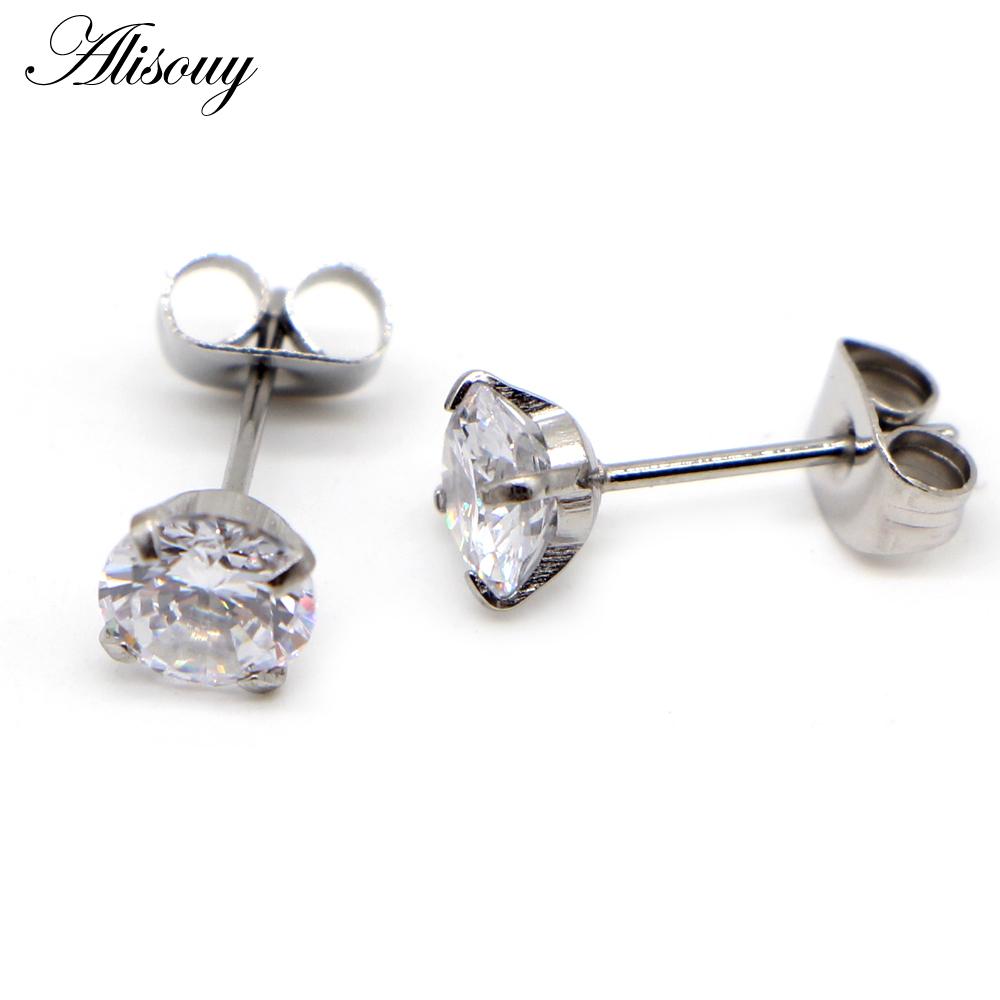 Orecchini Rotondi In Argento 925 Con Zirconia Cubica Nera 7mm – Eleganti, Perno A Tensione