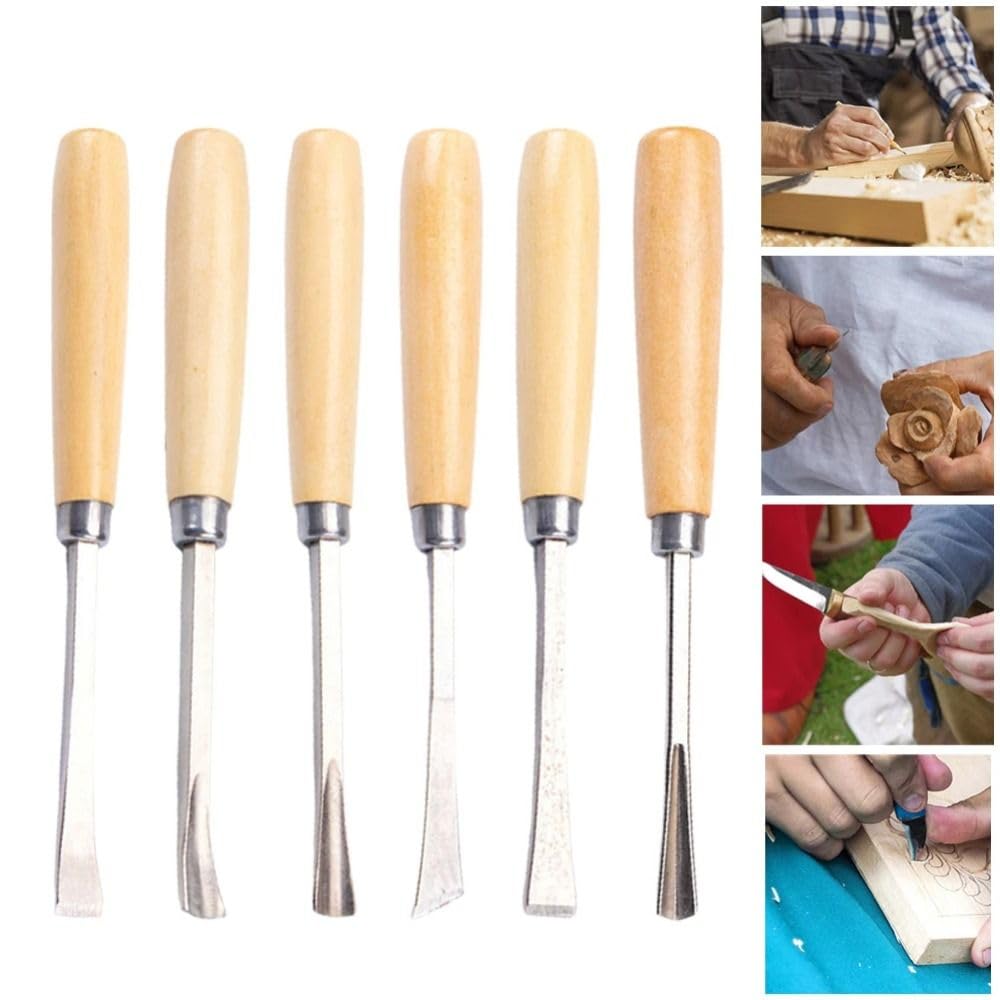 6 Pieces Wood Carving Chisels Craft Hand Tools Carving Chisels DIY Tools for Woodblock Printing
