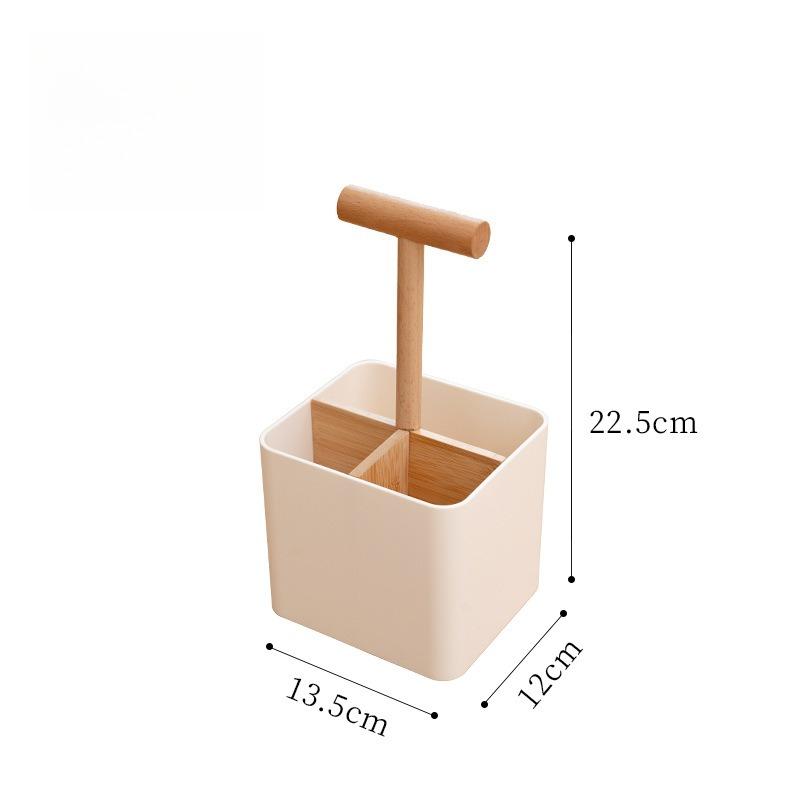 

Japanese Style Partition Countertop Rack Storage Box Kitchen Chopsticks Spoon Storage Rack with Handle Chopstick Tube Rack білий
