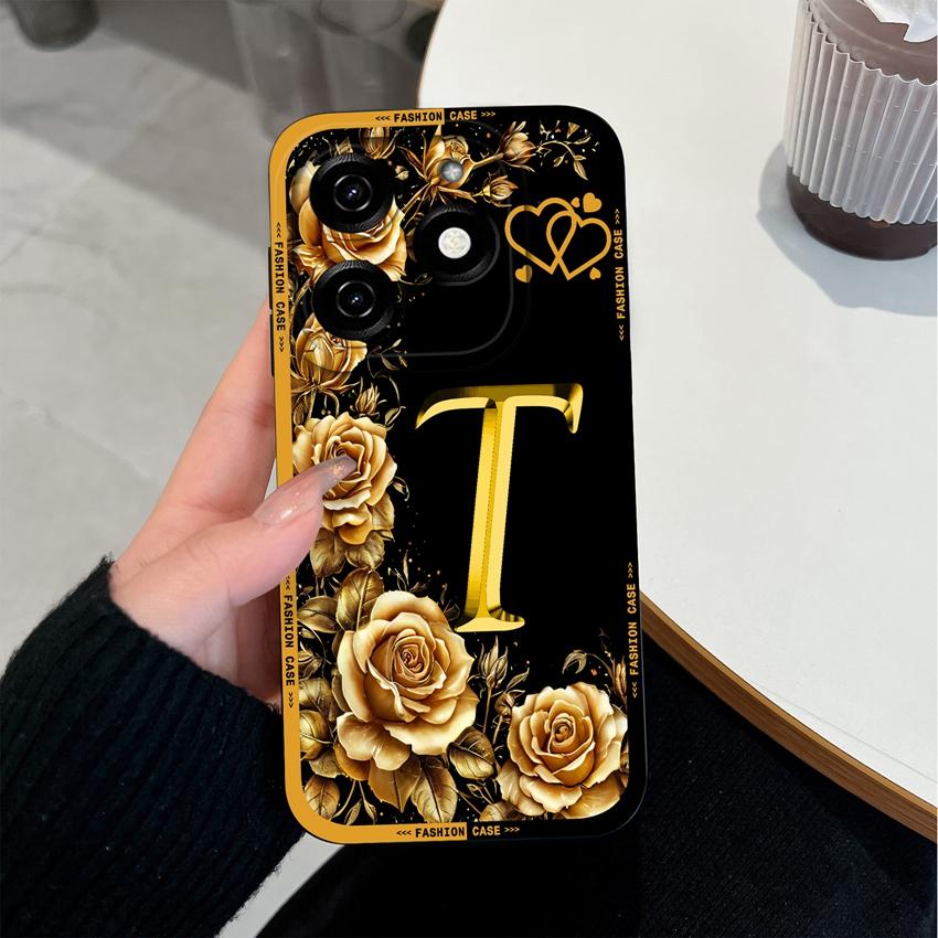 Initial Letters A-Z Phone Cover For Tecno Spark 20 30 40 Pro Plus 20C 30C 40C Go 2024 2025 Bumper Case Matte Silicone Anti Slip Shell For Tecno Casing