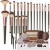New 30-Pack Coffee Color Makeup Brushes 46-Piece Set Powder Puff Beauty Tools Large Set