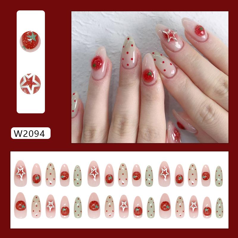 Three-dimensional ice crystal tomato gradual change polka dot stars ins wind removable wearing armor 30 pieces press on nails