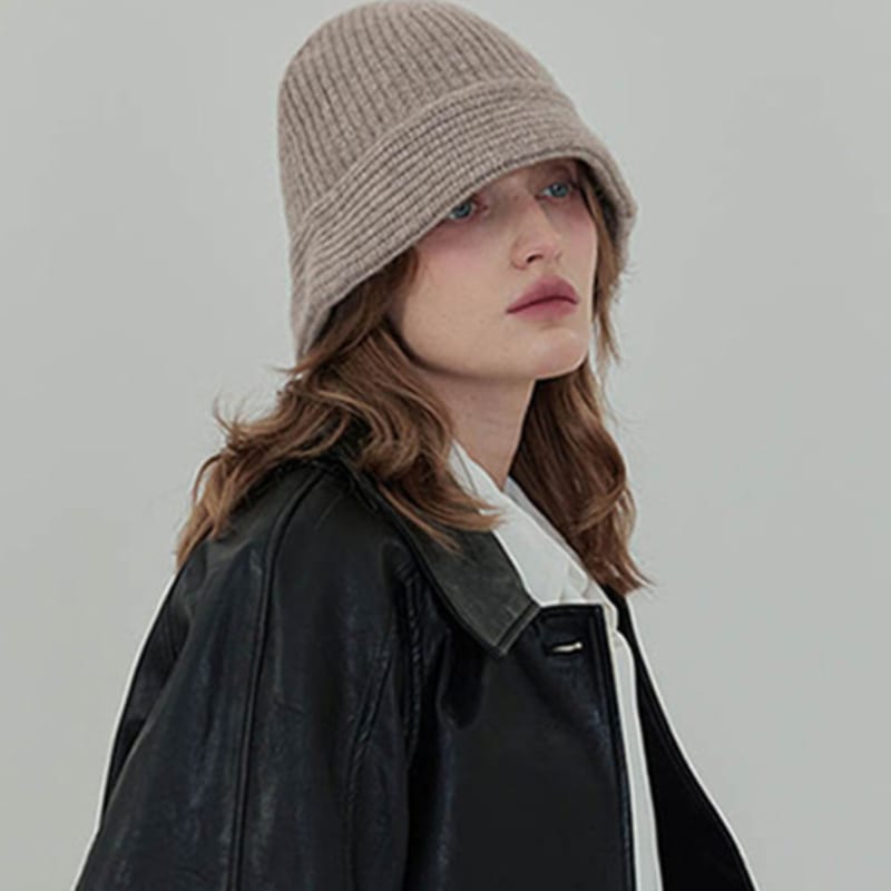 

ACCLET Шерсть 100% Полосатая В рубчик Шапка Бини Коричневая H037BR brown