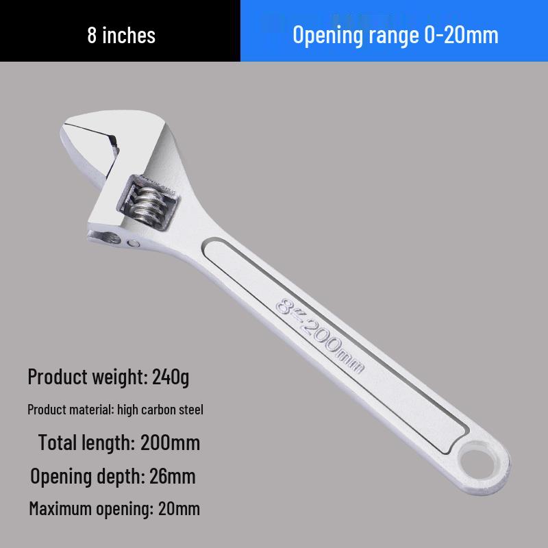 Wielofunkcyjny zestaw kluczy nastawnych 12 cali z kluczem płasko-oczkowym i małą szczęką, duży zakres regulacji, zawiera klucz do rur 8 cali.