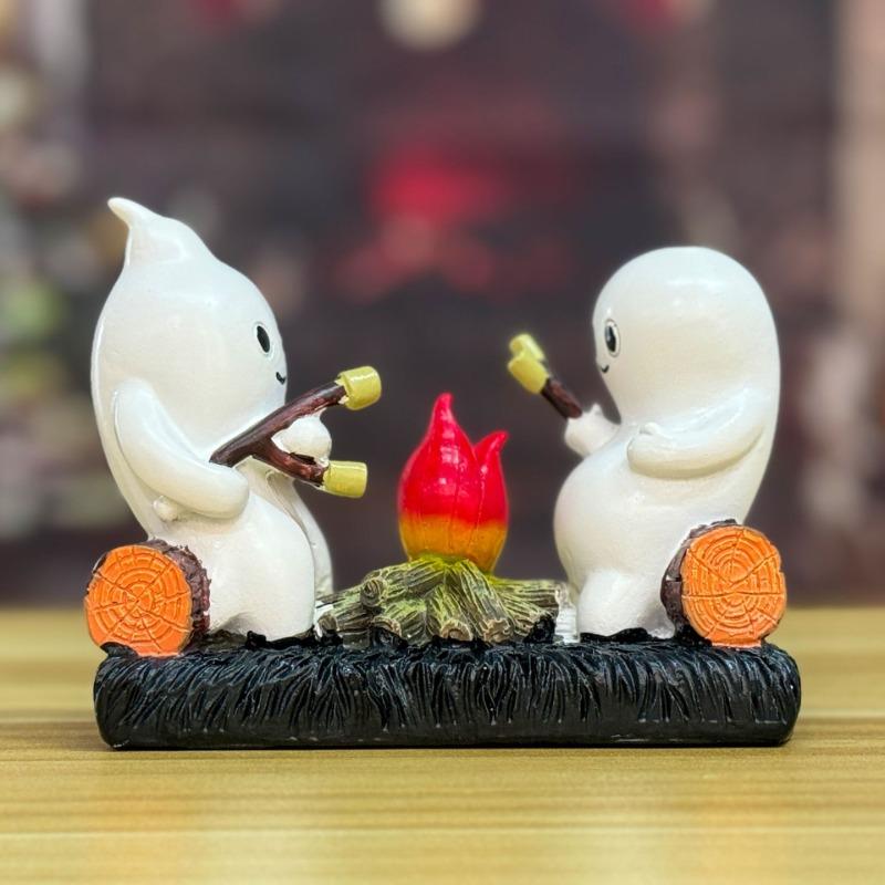 

Explosive Halloween Creative Ghost Campfire Resin Ornament Two Ghost Fire Ornaments Ornament 13*6.4*10cm, 250g белый