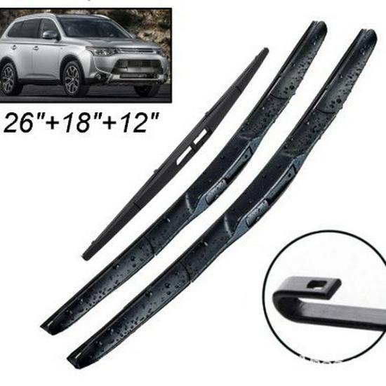 Mitsubishi Outlander Frameless Front & Rear Wiper Blade Kit with Three-Section Rubber Strips