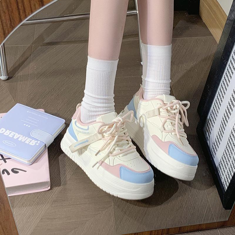Fashion Zapatillas Autumn Women Skateboard Shoes Platform Casual Sneakers Fashion Breathabe Round-toe Vulcanized Shoes Women's Trainers