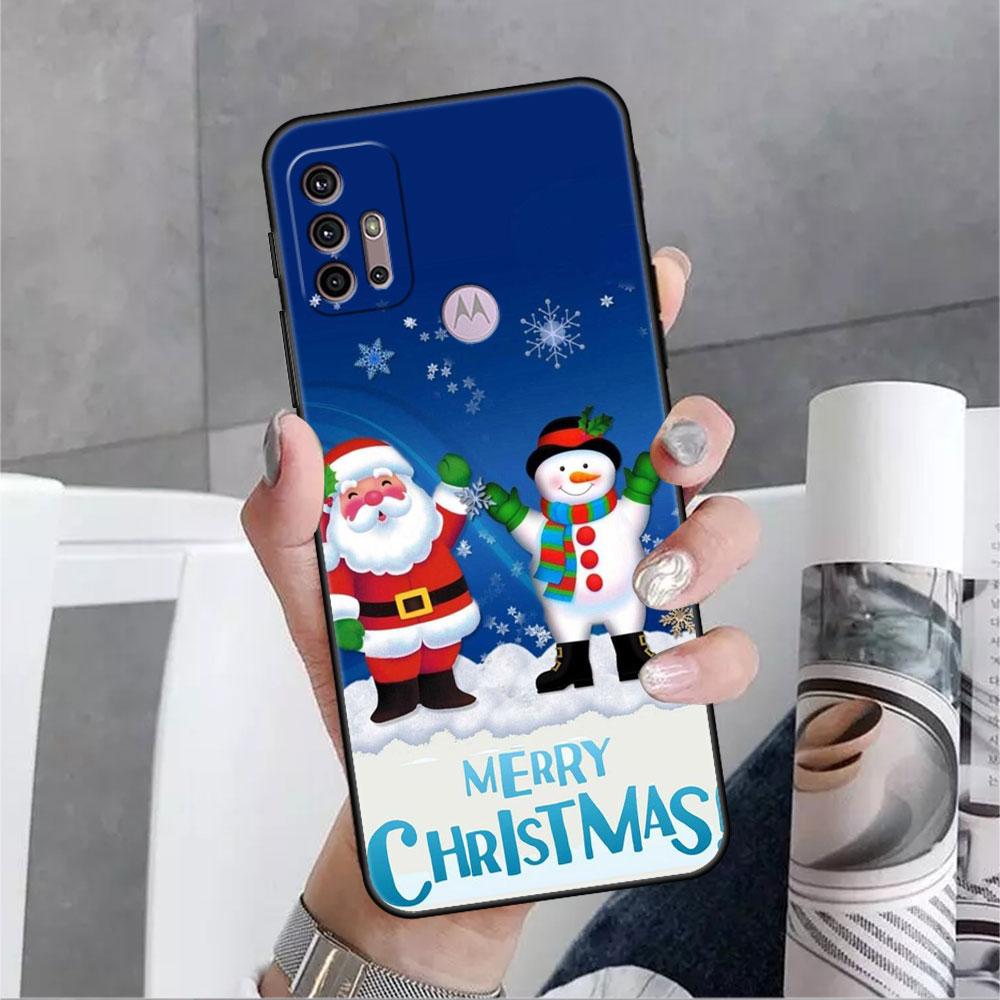 

Christmas Santa Claus Case For Motorola G30 G9 Play G82 G52 G60 G8 G9 Power G50 One Fusion Edge 30 20 Black Soft Phone Capas One Hyper