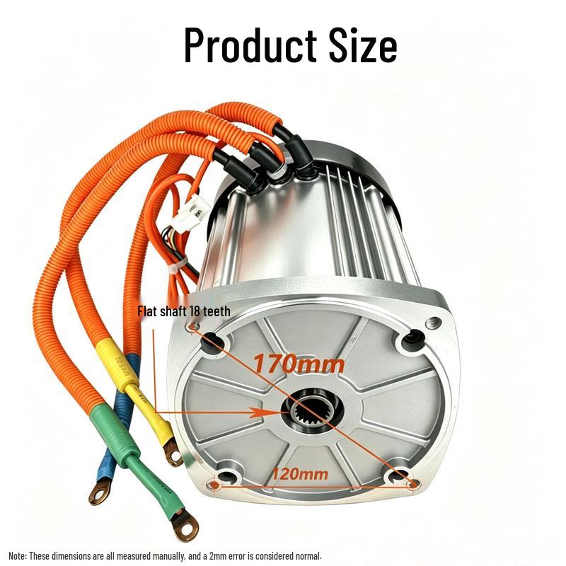 2200W Hochleistungs-Gleichstrom-Bürstenloser Motor für 3-4-Rad-Fahrzeuge, 60V/72V Reines Kupfer, Quadratisches Design