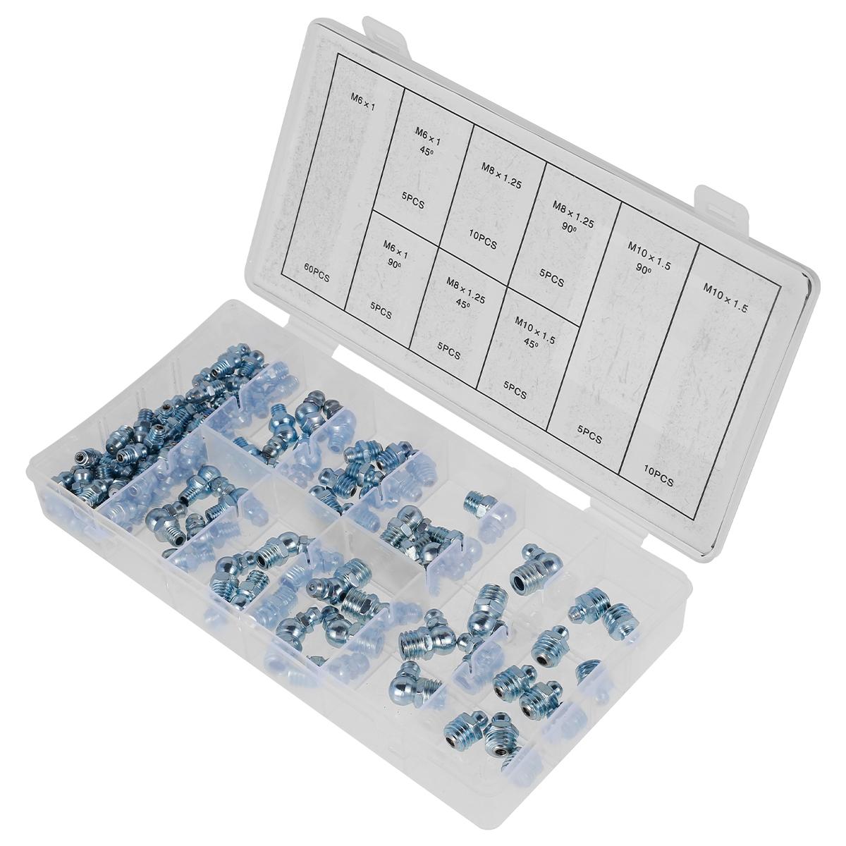 Набор фитингов для пресс-масленок, 110 шт., прямой, угловой 45/90°, оцинкованный металлический набор пресс-масленок для мотоцикла, грузовика