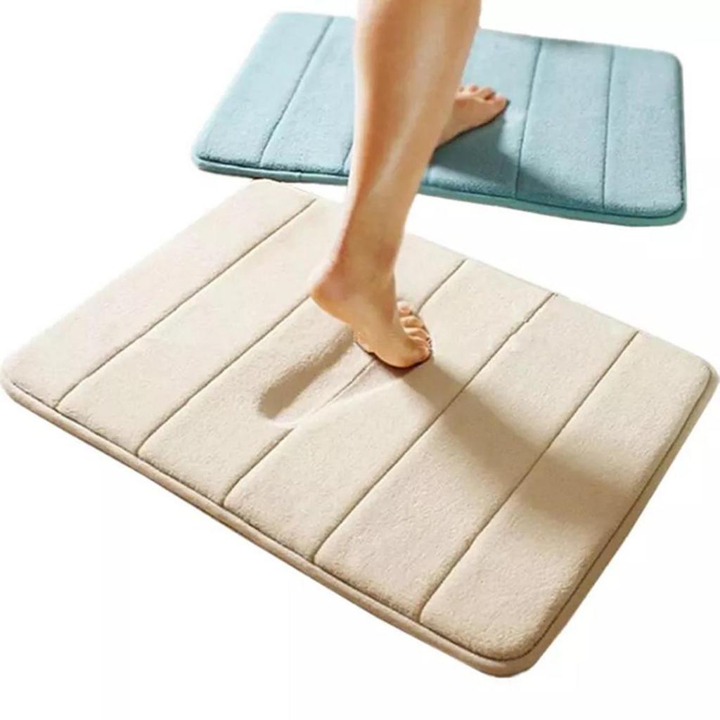 Coral Fleece Stripes Engraving Bathroom Mat Bath Non-slip Carpets In Wash Basin Bathtub Side Floor Rug Shower Room Doormat Memory Foam 3D Pad