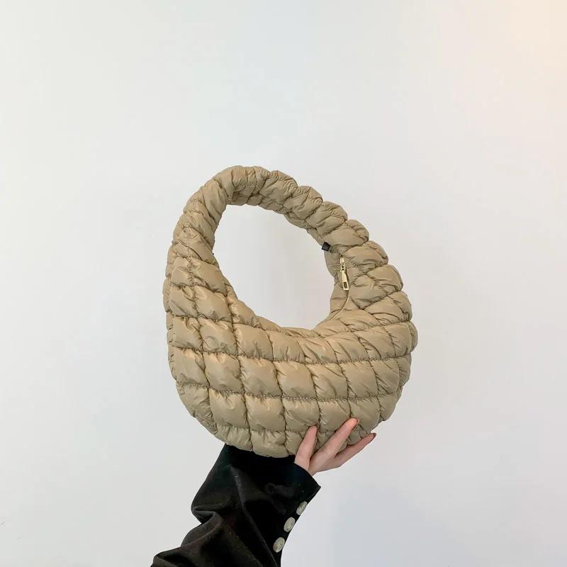 Quilted Embroidered Thread Women's Bag Pleated Cloud Mini Handbags Down Padded Lightweight Clutch Bag Cotton Small Shoulder Bags