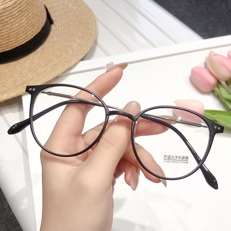Anti-Blue Flat Glasses Retro Cold Brown Color-Changing Glasses Plain Artifact Wind Finished Myopia Glasses