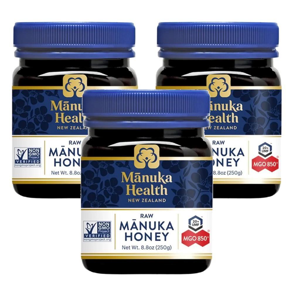 Manuka Health MGO 850+ UMF 20+ Raw New Zealand Honey 250g 3 Pcs