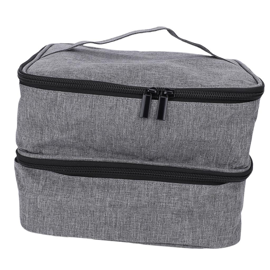 Nail Polish Bag Holds 30 Bottles Double Layer Gel Nail Polish Kit Case Nail Lamp Holder for Manicure Tools Gray