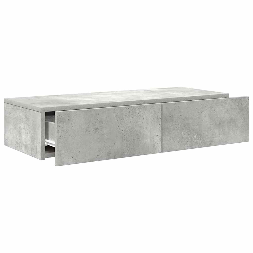 Wall Mounted Shelf with Drawers Concrete Grey 80 x 33 x 17 cm Engineered Wood
