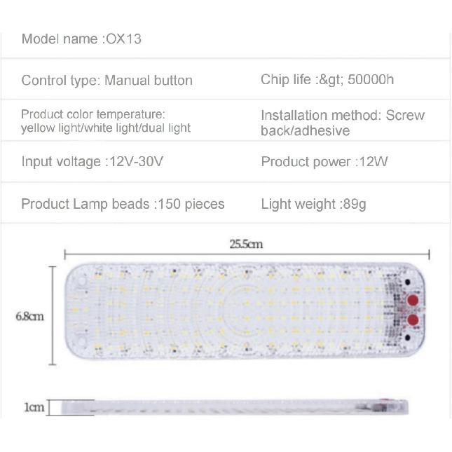 12 Volt LED Lights Bar, Warm White 3000K 13.4 Inch 99 LED 5W 500 Lumens, LED Car Interior Light Strip with Switch for RV Van Boat Trailer Camper,