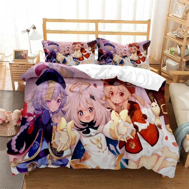 Genshin Impact Animation Cartoon Soft And Comfortable Comforter Bedding Sets Bedding Set Luxury Quilt Cover Customizable