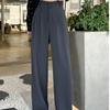 Spring and Autumn Solid Casual Wide Leg Pants Women Fashion Elegant Loose High Waist Trousers Women Straight Slim Fit Fashion Ladies Long Pants 25893
