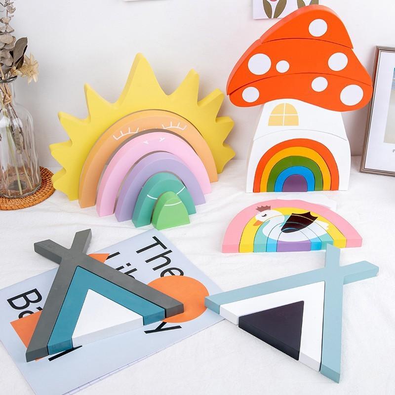 Children's Wooden Beech Small House Decoration Toys