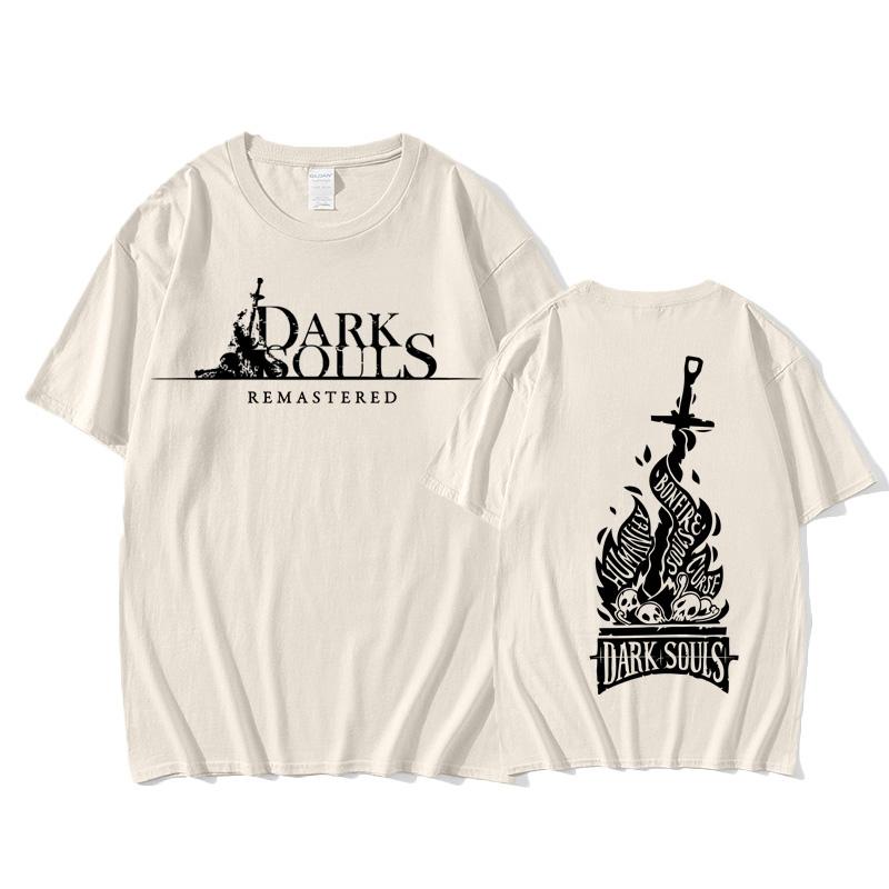 

DARK SOULS HipHop High Quality T-shirt Short Sleeve Vintage Punk Tshirt Ropa Mujer Gothic CottonTops Female/Male Summer T-shirt XS（old） пісочний